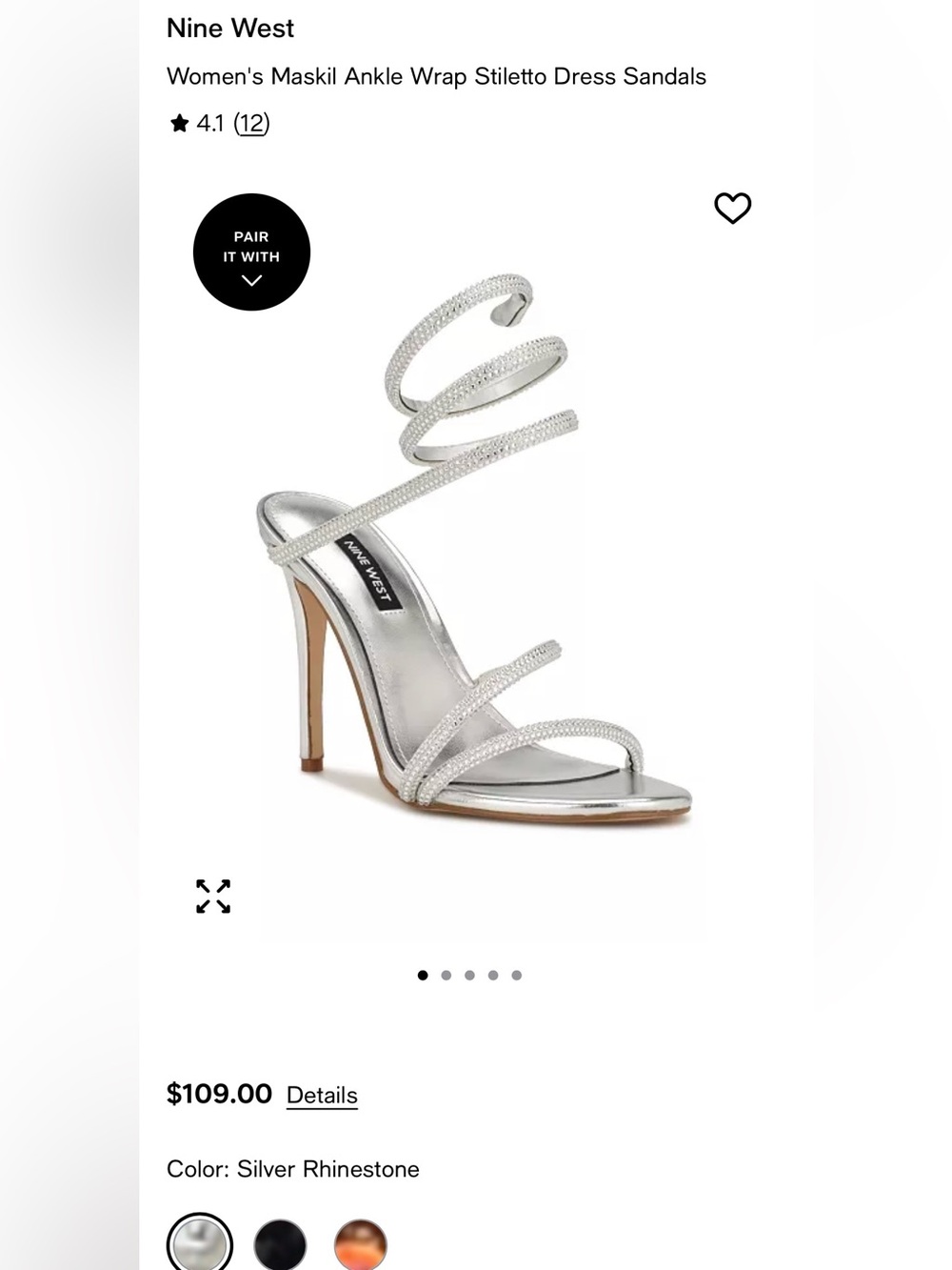 Nine West silver Maskil Ankle wrap stiletto